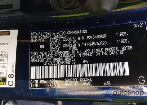 2021 Toyota 4Runner Limited from USA, damaged, VIN JTEDU5JR2M5250179